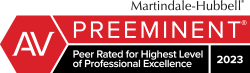 Martindale-Hubbell | AV Preeminent | Peer Rated for Highest Level of Professional Excellence | 2023